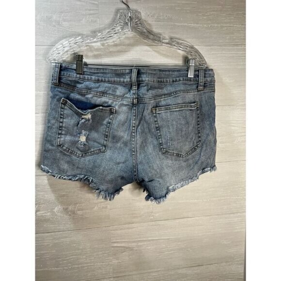 Distressed Denim Jean Shorts With Frayed Hems & Ripped Details Womens Casual Sty - Picture 2 of 7